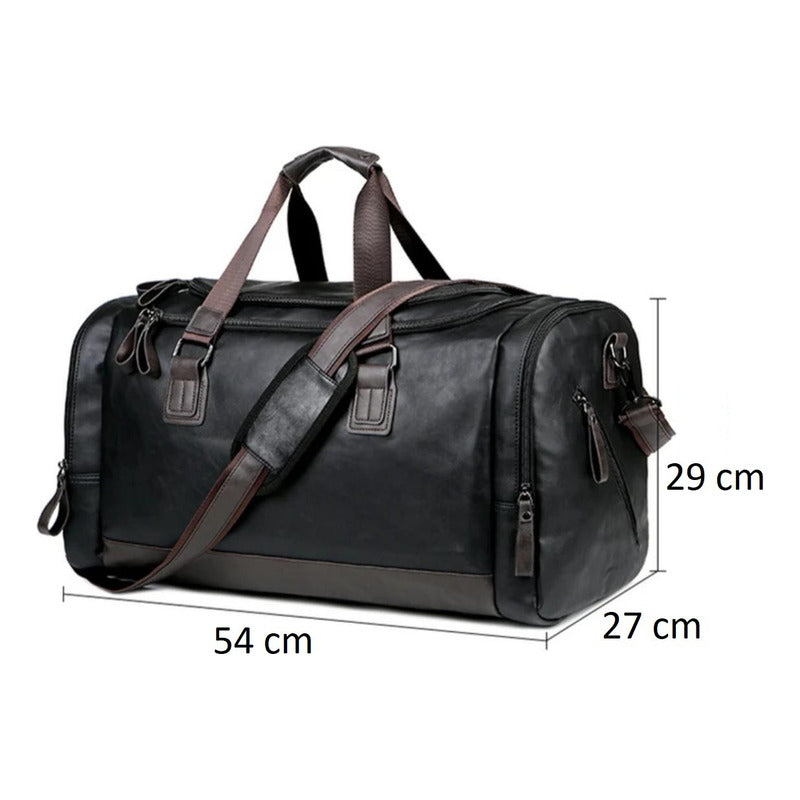 Bolso De Mano Eco Cuero Viaje Entrenamiento Hombre Moda Negro Lisa