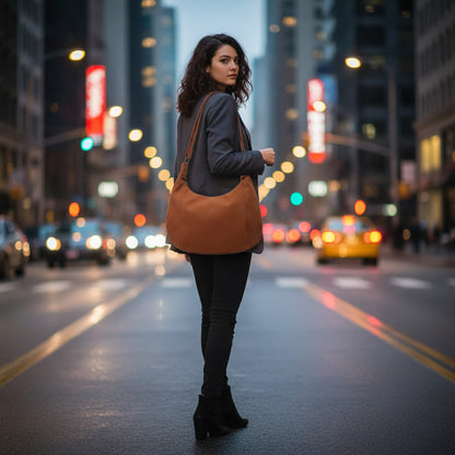 Bolso Dama Cartera Mujer Cruzada Grande Casual Urbana Moda Marrón Lisa