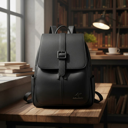 Mochila Para Mujer De Eco Cuero Grande Casual Urbana Dama Negro Liso