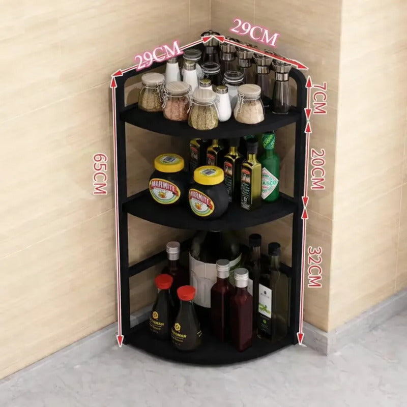 Estante Esquinero Organizador De Cocina 3 Niveles Multiuso Marrón