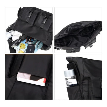 Bolso Bandolera Cruzada Impermeable Urbana Morral Unisex Negro Liso