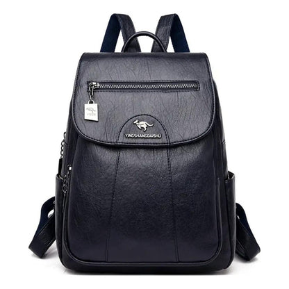 Mochila Eco Cuero Dama Mujer Bolso Impermeable Solapa 2