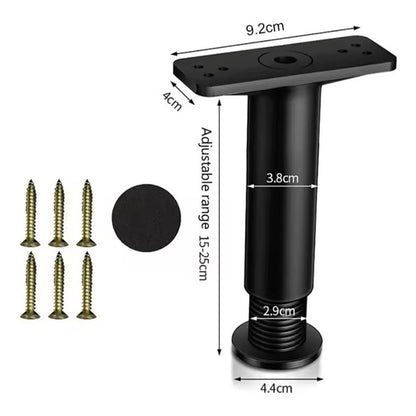 Patas Ajustables Para Cama Y Mesa X4 Unid Negra 15 A 25 Cm