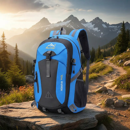 Mochila Deportiva Impermeable Reforzada Camping Trekking 40l Celeste Liso